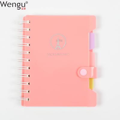 China Shenghua Spiral Printing Factory Double Wire PP Sheet A6 120Pages 5 Subjects Spirala Button Notebook Notebook for sale