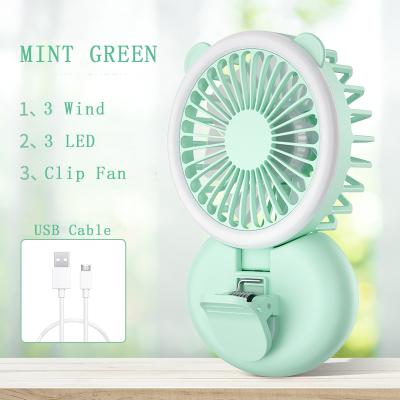 China Clip Fan with LED Power Mini Clip Fan 14500mAh Rechargeable Portable Mini Neck Fan with LED Night Light Mini Fan for sale