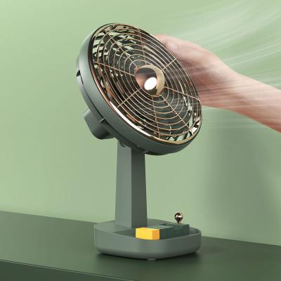 China Retro Table Fan 4 Speed ​​Wind USB Element Battery Air Cooling Portable Desktop Oscillating Fan 2021 New Household Electric Fan for sale