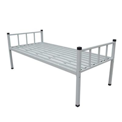 China Cheap Knockout Easy Assembly Modern College Metal Tube Bed Military Single Bed for sale