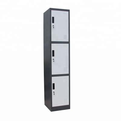 China Knock Down Vertical 3 Tiers Lockable Metal Staff Sports Lockers for sale