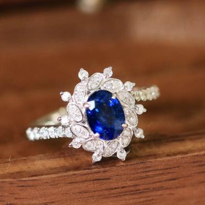 China CLASSIC Xinfly 18k Solid Gold 0.26ct Natural Diamond Non Tarnish GRC Certificate 0.4ct Sri Lankan Dainty Trendy Royal Sapphire Ring for sale