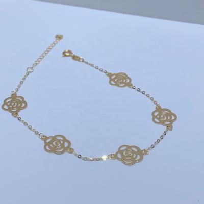 China TRENDY Xinfly Elegant 18k Yellow Real Gold  Blossoming Golden Rose Flower Bracelet for sale