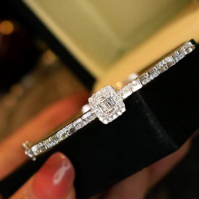 China CLASSIC Xinfly 18k Solid Gold Super Shining 0.85CT Baguette Setting Square Diamond Bangle for sale