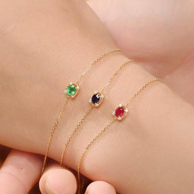 China TRENDY Xinfly Tarnish Free 18K Pure Gold Diamond Luxury Elegant Sapphire Ruby Emerald Bracelet for sale