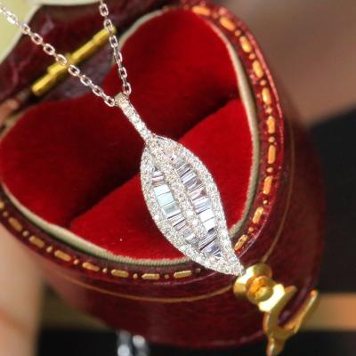 China TRENDY Xinfly Fashion 18k Solid Gold 0.35ct Diamond Leaf Shape Necklace Au750 Fine Jewelry For Women Custom for sale