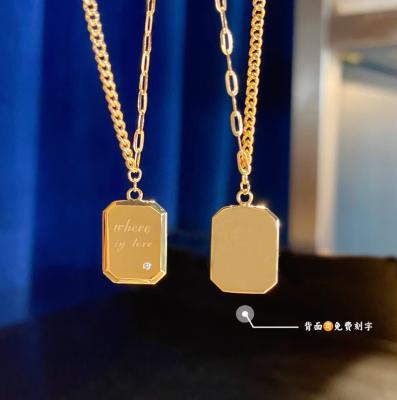 China TRENDY Xinfly 18K Letter Two -sided Gold Coin Clavicle Chain Female Simple Necklace for sale