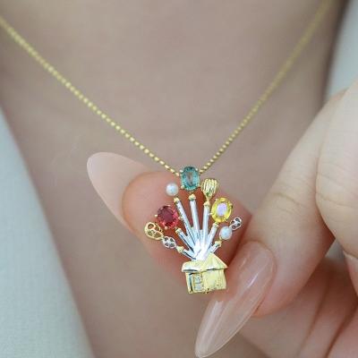 China 18K GOLD Xinfly 18k Real Gold Color Separation Natural Sapphire Dual Pendant Brooch for sale