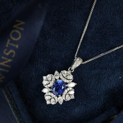 China Romantic Xinfly Jewelry 18k Gold New Design Natural Oval Sapphire Diamond Custom Pendant Charm For Necklace for sale