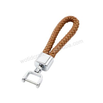 China Customized Multicolor Metal Charm Leather White Braided Key Chain Metal Ring Braided Keychain for sale