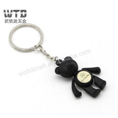 China Promotional custom colored zinc alloy metal logo metal 3d bear key chain bear key chain with car logo for sale