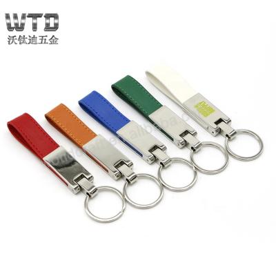 China Zhongshan WTD factory fashion key chain genuine leather car key holder metal with logo for sale