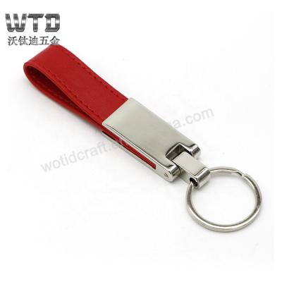 China WTD Metal Factory Custom Genuine Leather Key Chain Genuine Leather Key Chain for sale