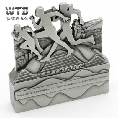 China China WTD New Products Hot Antique Metal Sports Medals Unique Silver Plated Trophies Art Running Game Medal for sale