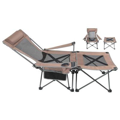 China Portable 2 in 1 Outdoor Extended Fold Portable Camping Chair with Detachable Mesh Side Table for sale