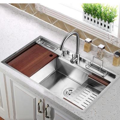 China Without Faucet Modern Luxury Kitchen Sink 304 Stainless Steel Farmhouse Kitchen Sink With Workstation for sale