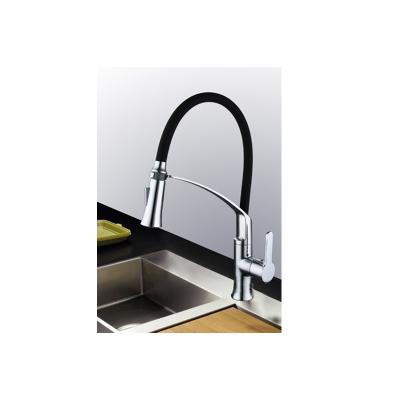 China Modern Black Rubber Hose Single Handle 304 Stainless Steel Kitchen Faucet for sale