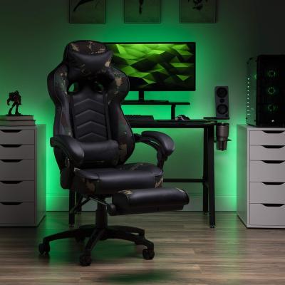 China Adjustable (Height) Racing Custom Logo Gaming Chair Style Extended Leather Ergonomic Gaming Computer Chair With Footrest for sale