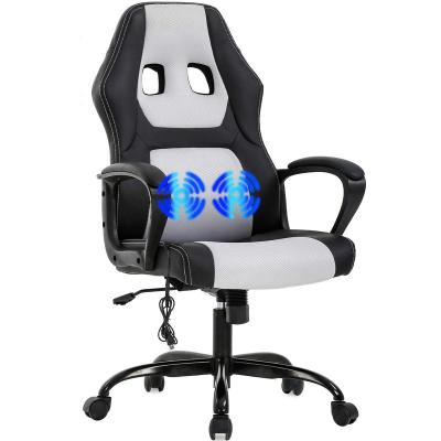 China Ergonomic PU(Height) Swivel PC Computer Gaming Chair Adjustable Massage Chair Office PU Leather Racing Chair With Lumbar Support Headrest for sale