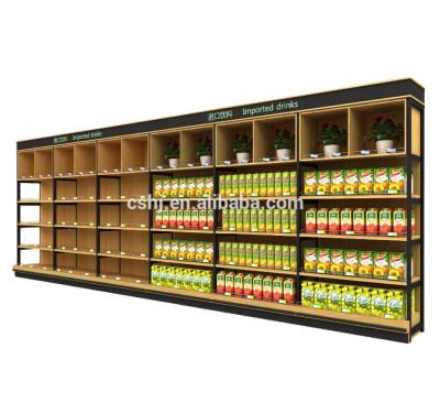 China Single Sided Wood And Steel Combination Supermarket Displays Knocked-Down Display Stand for sale