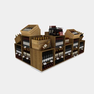 China Supermaket Wholesale Customized Wooden Wine Display Rack Wine Display Stand Price for sale