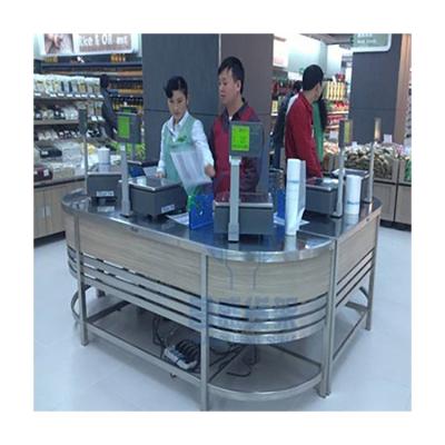 China Stainess Design Steel Free Standing Stainless Steel Shop Cashier Counter Table for sale