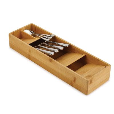 China Drawerstore Viable Storage Kitchen Compact Design Small Size Bamboo Drawer Tray Cutlery Organizer for sale