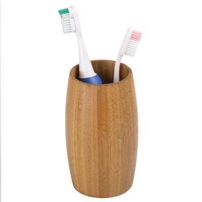 China Modern Design Sustainable Logo Travel Portable Bathroom Accessory Custom Eco Friendly Bamboo Toothbrush Cup for sale