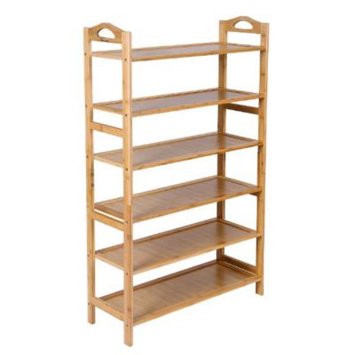 China Bamboo Shoe Display Rack Rack Shelves (Waist) Adjustable Entry 6 High Quality Home Free Standing Row Storage Cabinet for sale