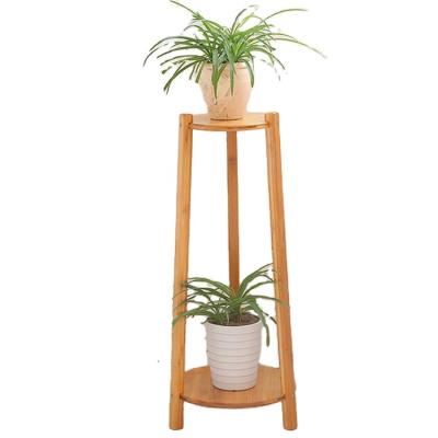 China Modern Plant Stand 3 Tier Bamboo Flower Round Tray Ladder Shelves For Indoor Outdoor Home Office for sale