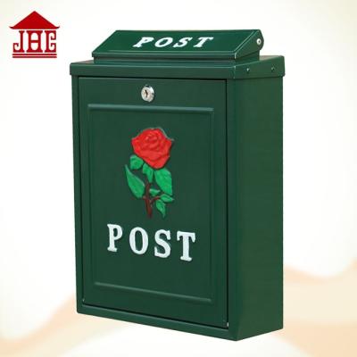 China Outdoor Security Mailbox With Main Wall Mounted Metal Box With Rose for sale