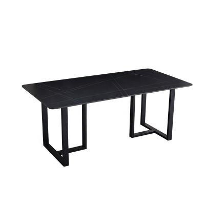 China Knock Down Siena Marble Dining Black Steel Table Base Support for sale