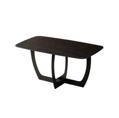 China Knock Down Slate Marble Top Dining Table With Base Black Powder Coated for sale