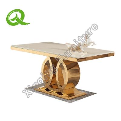 China New Design Best Knockdown Low Price Metal Steel Frame Faux Marble Modern Special Sale Dining Table for sale