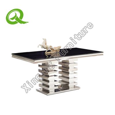 China Modern Home Rush Restaurant Furniture Set Special Marble Metal Stainless Steel Dining Table for sale