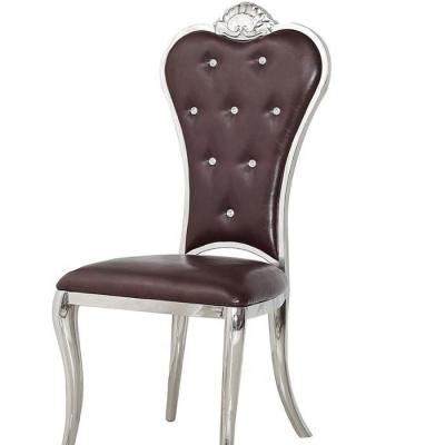 China Semi-Assembled High Back Rose Gold Wedding Stainless Banqueting Dining Chair for sale