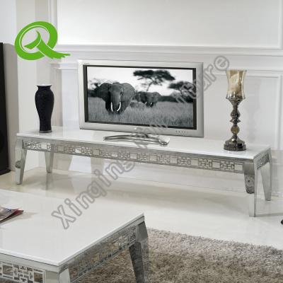 China New Model Easy Clean Living Room Stainless Steel Marble TV Stand for sale