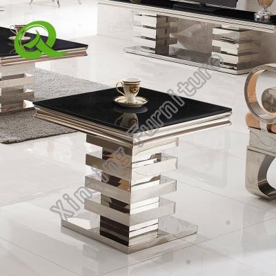 China Easy Clean Rectangle Furniture Stainless Steel Coffee Table Side Marble Table For Living Room for sale