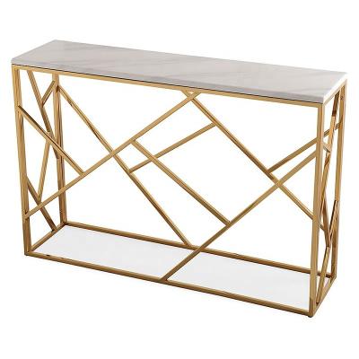 China Semi-Assembled Factory Modern Design Furniture Wholesale Stainless Steel Marble Top Console Table for sale