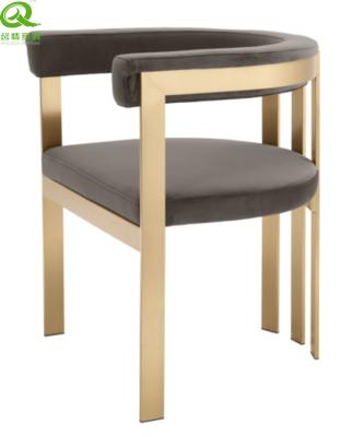 China Latest Beauty Chair Design Stainless Steel Gold Dining Chair Hotel Leisure Chair for sale