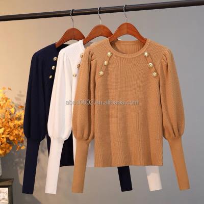 China Wholesale Anti-Wrinkle Autumn Winter Ladies Clothing Sweater V-Neck Long Sleeve Women Knitted Sweater for sale