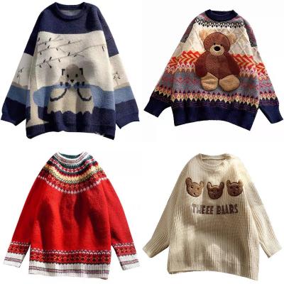 China 2021 Anti-wrinkle cartoon news edition knitwear big print loose women ladies sweater for sale