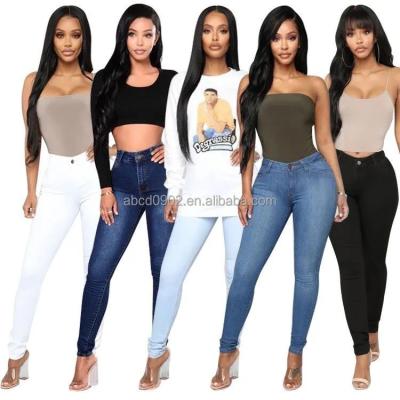 China QUICK DRY Women Waist Jeans Tights Denim Skinny Pencil Pants High Stretch Women Jeans for sale