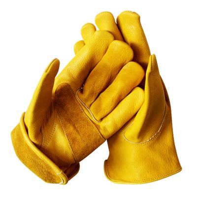 China strong and durable natural leather wrist fit comfortable non-slip cut-resistant work sports safety gloves for sale