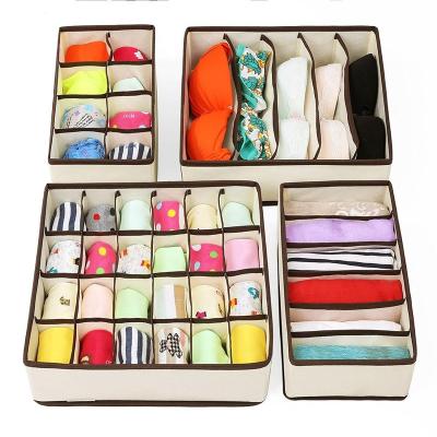 China 2022 Sustainable Hot Selling Household 4 Piece Non-Woven Fabric Folding Multifunctional Household Ware Socks Storage Box for sale