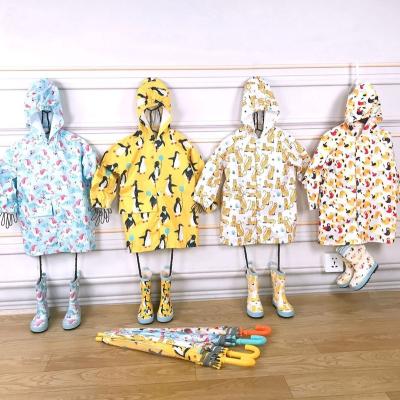 China 100% Cartoon Pattern Kids Rain Coat Baby Raincoat Poncho Animal Raincoat Polyester Raincoat Girls Boys Girls Outdoor Raincoat Clothes for sale