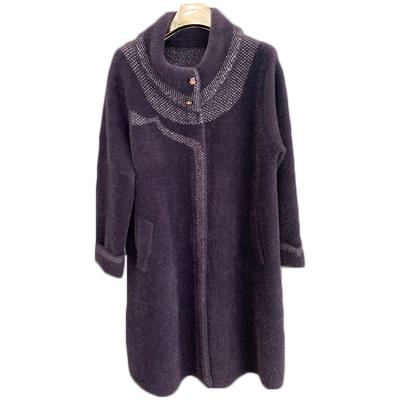 China Women Anti-Wrinkle Long Sleeve Diamond Buckle Open Front Imitated Mink Cashmere Coat With Pockets for sale