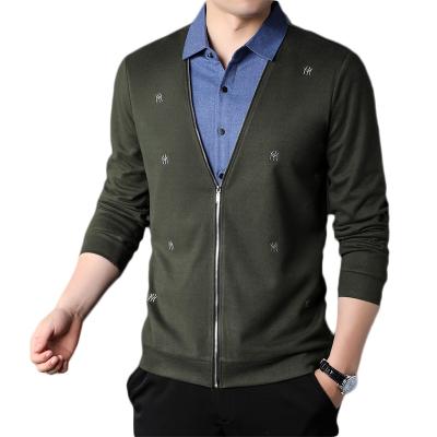 China 2022 Latest Anti-pilling Patchwork Contrast Print Zipper Cardigan Fashion Shirt Dress Anti-Shrink Green Green Shirts for sale