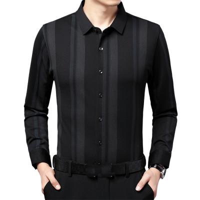 China Wholesale Casual Men's Dress Shirt Long Sleeve Business Office Work Cotton Shirts Uniform Pattern Anti-Shrink for sale