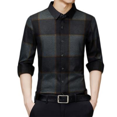 China Wholesale Shirt Men's Plaid Breathable Shirts Long Sleeve Men's Casual Striped T-Shirt Men for sale